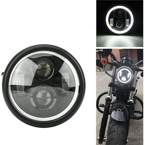 phare De La Moto Led Rond 6.5inch, Projecteur D'ampoule De Lampe De Phare De Moto De 12v Pour Sportster Caf Coureur Bobber (1/5)