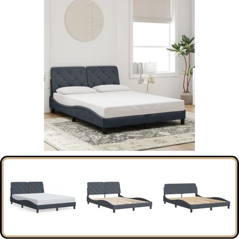 Bettgestell ohne Matratze Dunkelgrau 120x200 cm Samt - Bettstellengestell - Doppelbett - Samtbettwäsche - Massivholzbette - Boxspringbett