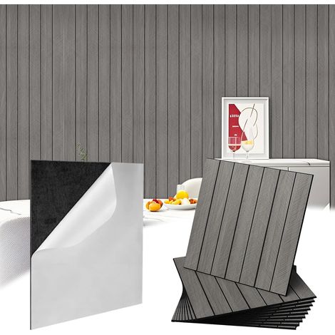 Panneaux muraux autocollants imitation lattes de bois 30×30 cm, 12 pièces d'autocollants pour carrelage, adhésifs pour carrelage de cuisine, détachables, panneaux muraux en PVC, carrelage métro (1/5)