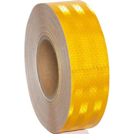 Bande réfléchissante 45 x 5 cm, bande d'avertissement réfléchissante pour panneau d'avertissement proéminent, sécurité routière, haute visibilité et intensité, jaune. (1/5)