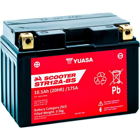 Batterie scooter YUASA STR12A-BS YTX12A-BS 12V 10AH 175A