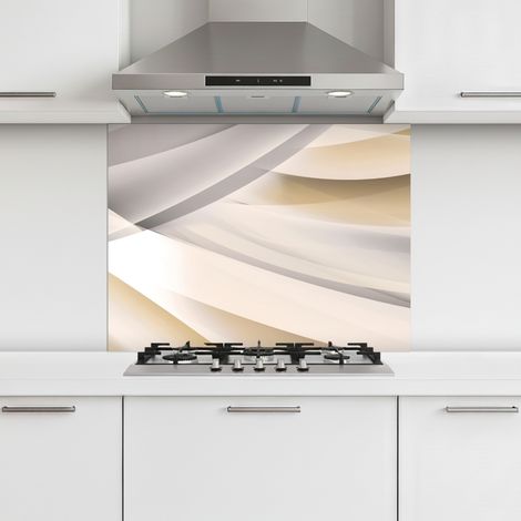 CRÉDENCE CUISINE Vagues - Abstrait - Beige 80x60 cm