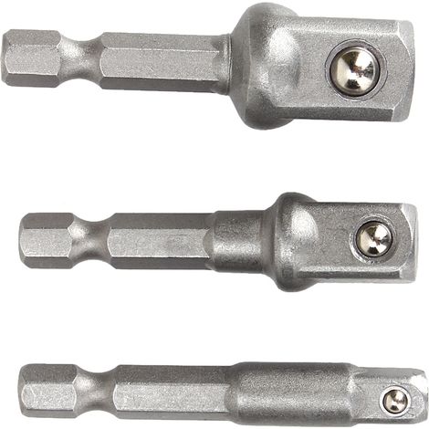 3-teiliger Bohrfutter-Adapter, Sechskantantrieb auf 1/4", 3/8", 1/2", Schlagschrauber (1/5)