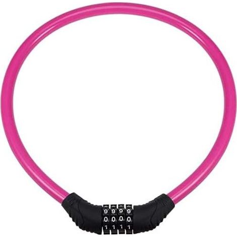 Antivol à câble pour vélo, cadenas à combinaison réinitialisable à 4 chiffres, rose rouge, 2 pieds (1/5)