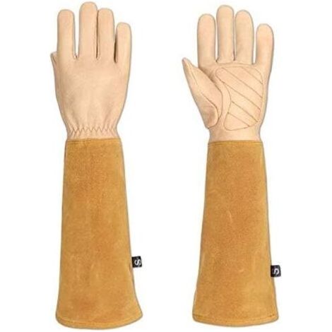 BUNTHAUS PA Aiperq Gants de jardin spécial rosier et épineux pour homme et femme, cuir de chèvre, protègent vos bras jusqu'aux coudes (HCT05) M (1/5)