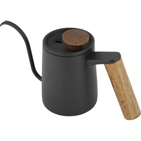 Cafetière à filtre 350 ml en acier inoxydable avec poignée et bec verseur long en col de cygne (noir) (1/5)