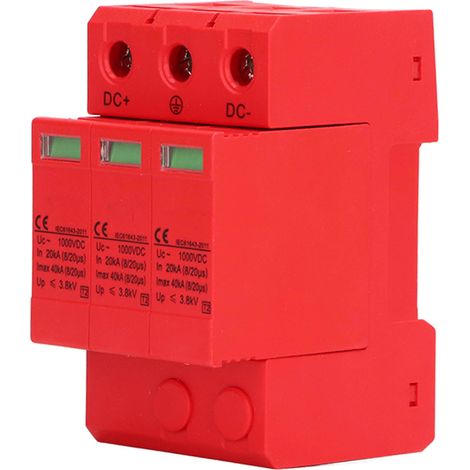 Parafoudre photovoltaïque DC 40kV 1000VDC 3P, réponse rapide, sécurité renforcée pour protection contre surtensions solaires (1/5)