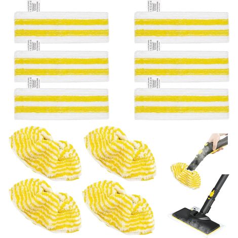 Chiffons de Rechange en Microfibre, Lot de 10 Compatible avec Kärcher EasyFix SC1, SC2, SC3, SC4, SC5, Accessoires de Nettoyeur Vapeur avec 6 Buses de Sol et 4 Buses Manuelles (1/5)