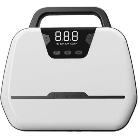 Pompe à air portable 150 PSI avec écran numérique LCD, double alimentation 230 V / 12 V CC, pour vélos, motos, ballons et pneus automobiles – avec lampe LED intégrée, kit d’adaptateurs, embouts Schrad (1/3)