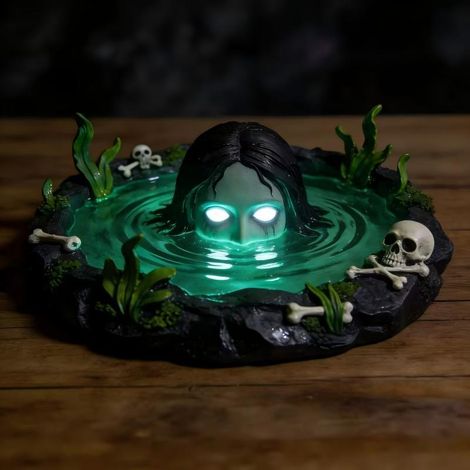 LED Geist Nachtlicht Halloween Totenkopf Aschenbecher Tischdeko Harz Mit USB Wasserbefüllung (1/3)