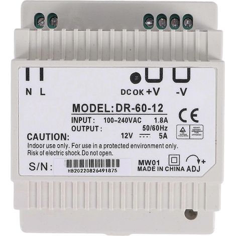 60-W-DIN-Schienennetzteil, 12-V-AC/DC-Wandler DR-60-12, hochwertiges 12-V-60-W-Netzteil (1/5)