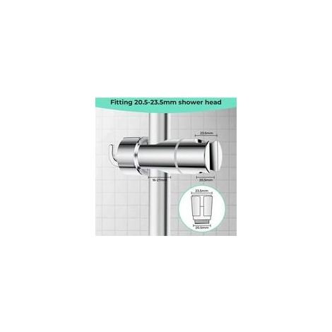 Verstellbare Duschhalterung mit 2 Haken für Duschköpfe von 20,5 bis 23,5 mm, universelle Duschkopfhalterung für Stangen von 18 bis 25 mm, verchromte Handbrausehalterung (1/3)
