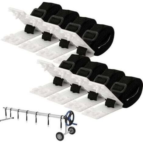 pair Aiperq – Enrouleur de bâche de piscine 3 à 7,3 m – Kit de fixation avec 8 sangles en nylon – Installation rapide et sécurisée (1/4)