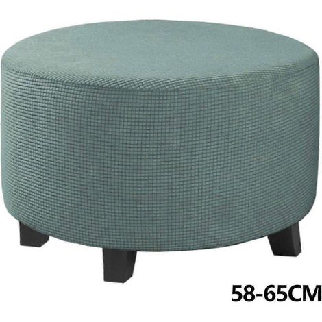 Housse de protection pour repose-pieds rond, amovible, unie, pour salon uniquement, couleur XL, vert pois. (1/4)