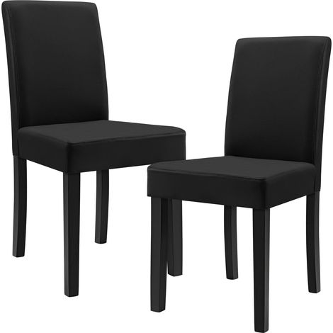 Set di 2 sedie imbottite con gambe in legno massello design rivestimento sintetico 90 cm nero 030002363
