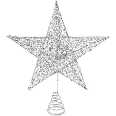 Bardusch - Étoile de Sapin de Noël Argent 25 cm, Modèle 2024 Neuf, Brillant Pointe Décorative, Décoration de Fête (1/4)
