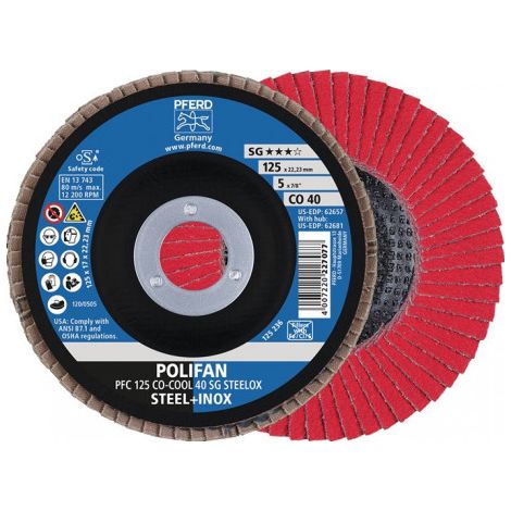 Disque à lamelles POLIFAN CO-COOL SG STEELOX D. 125 mm granulation 40 conique IN (Par 10)