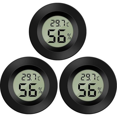 3er-Pack digitales LCD-Hygrometer-Thermometer zur Feuchtigkeitsmessung für Luftbefeuchter, Luftentfeuchter, Gewächshäuser, Keller und Babyzimmer (1/4)