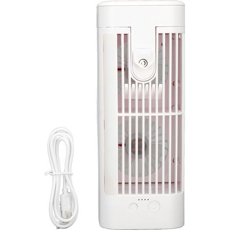 Ortviai Rafraîchisseur d'air portable pour bureau – 3 vitesses, réservoir 120 ml, lampe nocturne, batterie 2400 mAh (1/5)
