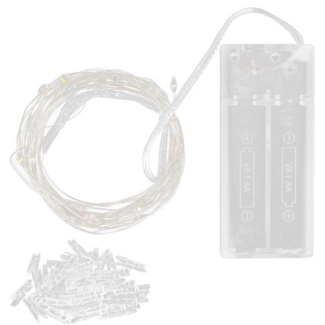 Guirlande lumineuse photo 4m, 40LEDs et 40 clips, fil cuivre coloré, décoration festive pour maison et extérieur. (1/5)