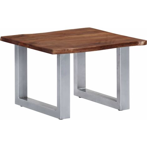 vidaXL Mesa de centro borde natural madera maciza acacia 60x60x40 cm (1/4)