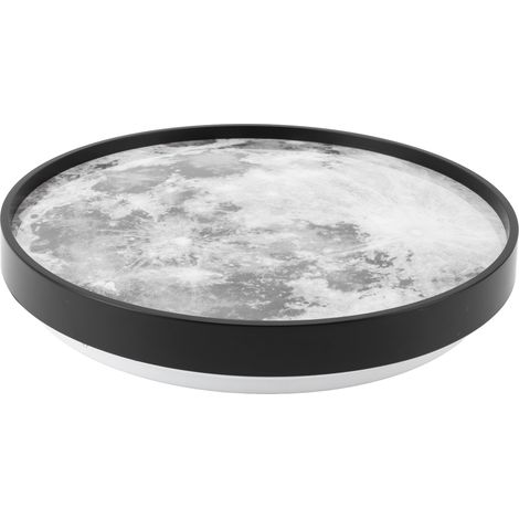 Plafonnier LED Moon, intensité variable en continu de 3000K à 6000K, luminaire moderne encastré avec télécommande, idéal pour chambre ou couloir, noir. (1/5)