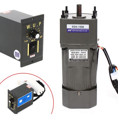 100K 90W Getriebedrehzahlmotor mit Regler 220V 0-13.5 RPM AC-Getriebemotor NEU