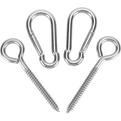 Kit de Crochets de Fixation en Acier Inoxydable pour Chaise Suspendue et Hamac, Solution D'ancrage Robuste Ressort, pour Usage Extérieur et Exercices (1/5)