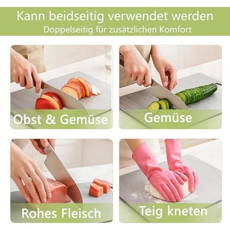 Planches À Découper - Acier Inoxydable Alimentaire - 24 x 15 cm - Double Face - Antibactérien - Lot De 2 (1/5)