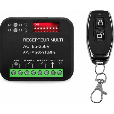 Récepteur sans fil AC 85-250V noir avec 1 télécommande symbole cadenas noir 1 pièces 61g 10 × 8 × 4 cm 81 g – Livraison gratuite