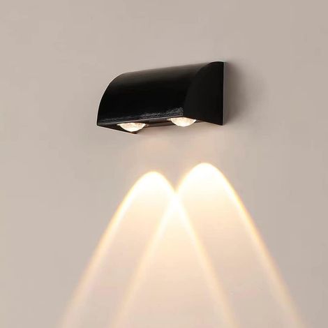 Quadratische Aluminium-Wandleuchte 110-220V für Wohnzimmer, Treppenhaus, 4 x 4W LEDs - schwarz (Netzkabel erforderlich)