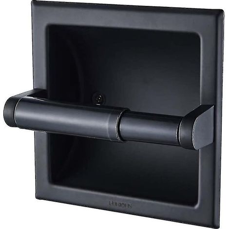 Porte-papier toilette noir mat Support mural pour papier toilette encastrable noir en métal Porte-papier toilette mural noir avec support de montage (1/5)