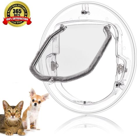 Chatière pour Animaux De Compagnie Petite Porte pour Chiens Et Chats avec 4 Possibilités De Verrouillage Rond (1/5)
