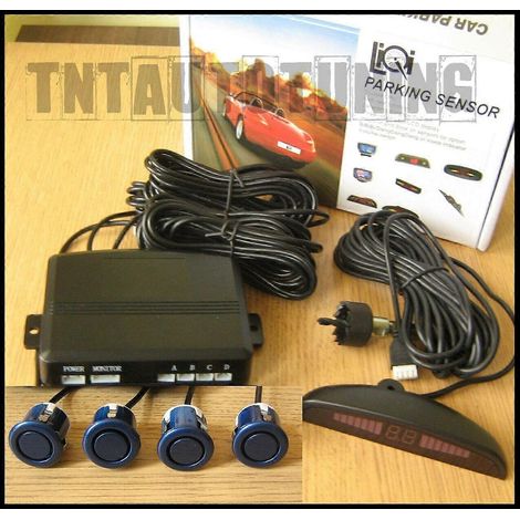 Kit de 4 sensores de estacionamiento azules con pantalla LED y zumbador de alarma universal. (1/4)