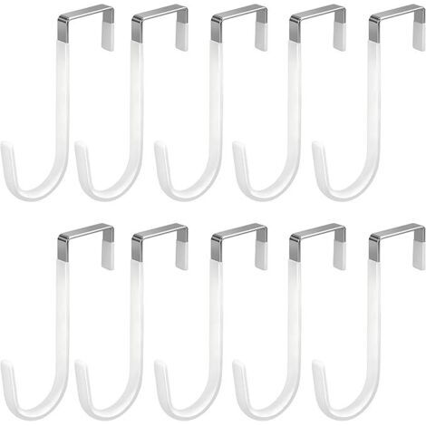 Lot de 10 Crochets de Porte, Crochets de Rangement Robustes Pour Salon, Salle de Bain Chambre Cuisine Vêtements Serviettes Chapeaux Manteaux (White) (1/5)
