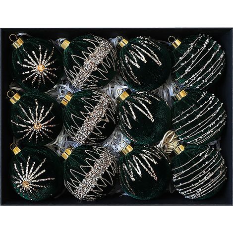 Lot de 12 boules de Noël en velours pailleté de 8 cm (3,1 pouces), décorations de Noël luxueuses et élégantes à suspendre, style moderne, pour la décoration de votre maison ou de vos fêtes. Couleur : (1/2)