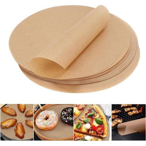 Rundes Backpapier 30 cm 100 Blatt, hitzebeständig zum Backen, Grillen, Pizzabacken und für die Heißluftfritteuse (1/5)