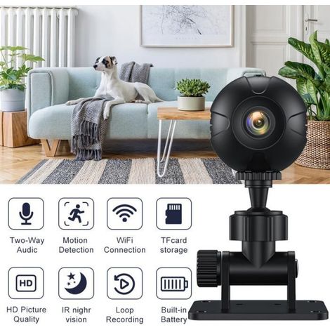 Camera De Surveillance - HD - Vision Nocturne Infrarouge - Detection De Mouvement - Point D Acces Integre - Sans Fil - 95 X 50 X 40 Mm - Carte Tf Jusqu A 32 Go - 1 Piece (1/5)