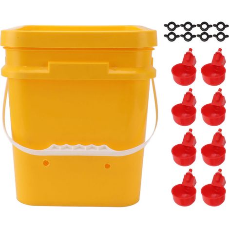 Poulet Waterer, Automatic Chicken Waterer Chicken Feeder Wabing Drinking Equimnt avec Un Seau à Main de 12 L (Seau-Bol Oiseau Rouge-vis Noires) (1/5)