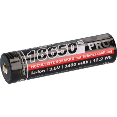 Kraftmax 18650 Pro Hochleistungsakku Li-Ion 3,6V 3400mAh inkl. Micro-USB Ladebuchse (1/5)