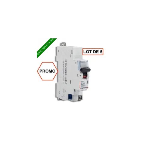 LOT DE 5 // LEGRAND DNX3 Disjoncteur 20A auto PH+N courbe C 4.5kA 230V - 406784