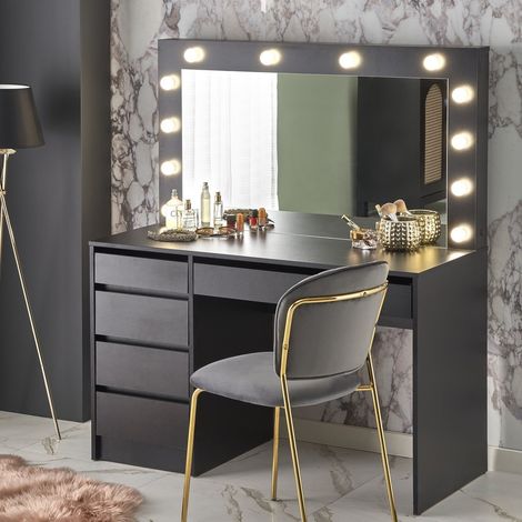 Coiffeuse design noire à led + miroir Bromo (1/5)