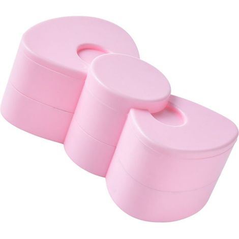 Drehbarer Schmuckkasten mit zwei Fächern, kleines Schmucktablett, Fliegenetui, Schmuckkästchen für Damen, rosa Ohrringbox (1/5)