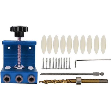 Guide de perçage pour trous de poche en alliage d'aluminium, poinçon pour travaux de menuiserie courants, rouge/bleu