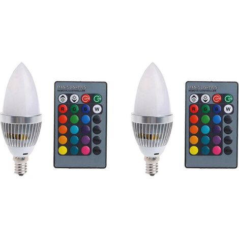 x 3W Smart E14 RGB LED-Glühbirne mit Farbwechsel, 24 Kerzen-Fernbedienungsknöpfen und milchigem Lampenschirm