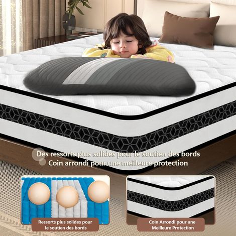 Yidatong – Matelas mémoire de forme 140x190 cm – Hauteur 26 cm – Confort ferme – 7 zones – Mousse polyuréthane haute densité – Housse respirante