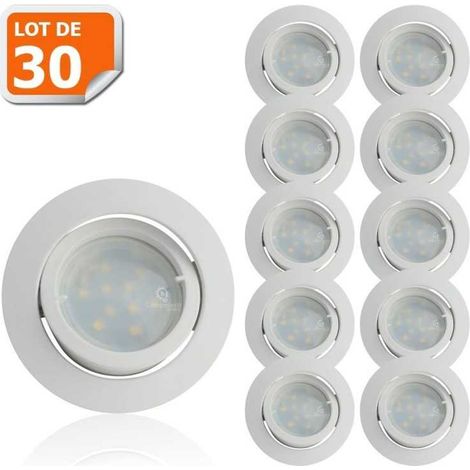 Lot de 30 Spot Led Encastrable Complete Blanc Orientable lumière Blanc Chaud eq. 50W ref.193 (1/5)