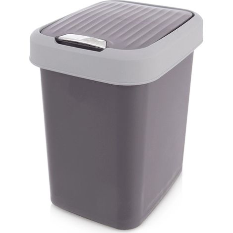 Pattumiera in plastica grigia da 12 litri con coperchio basculante 235512949 (1/5)