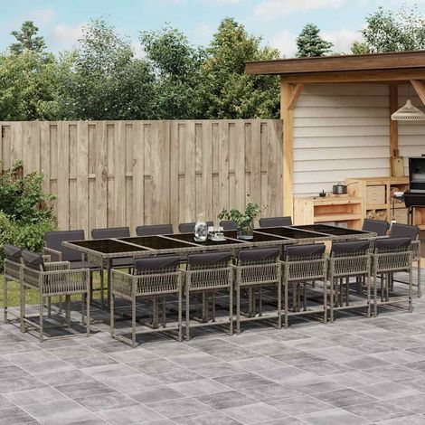Ensemble à manger de jardin 17 pcs-Salon de jardin et coussins résine tressée 160870 (1/5)