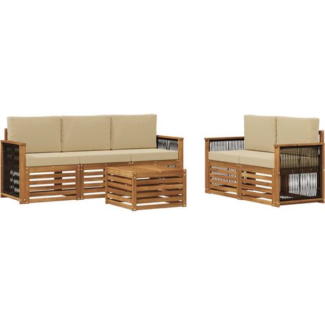 Sofa Sets with Cushion 6 pcs Solid Acacia Wood vidaXL (1/5)